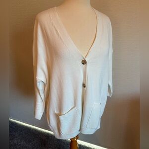 J. Jill Women's V-Neck Buttoned Sweater - White